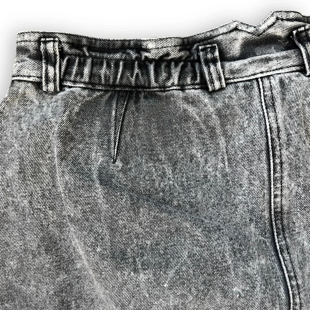 Vintage 80s NIKE Challenge Court Jean Skirt Black Acid-Wash with Pockets